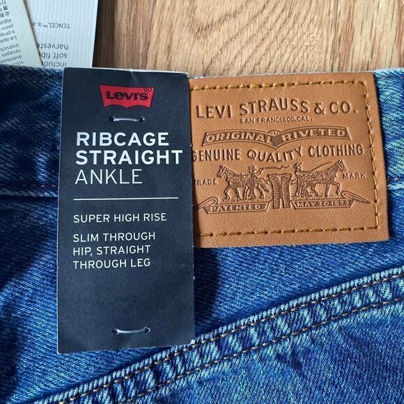 Levi's Ribcage Straight Ankle Jeans Blue 25x27 - Picture 11 of 12